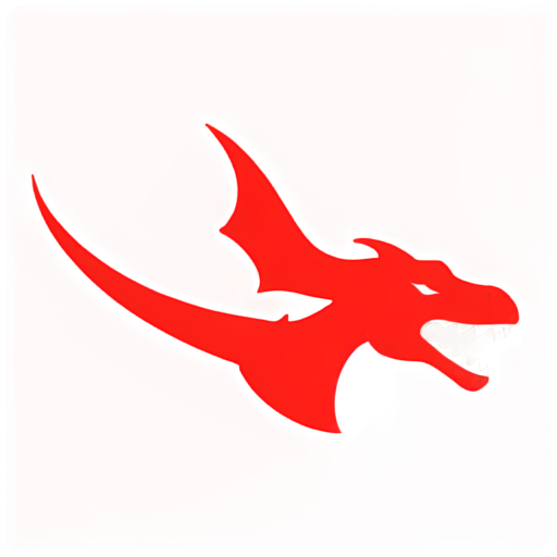 simple design of a red dragon, only the head with open mouth using the dragon breath with transparent background. - icon | sticker