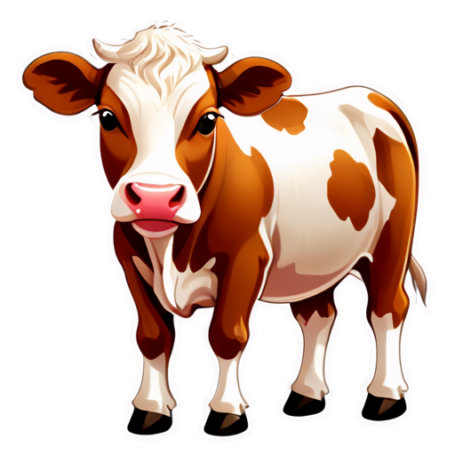 Design a simple yet modern icon that shows the profile of a beef cow. - icon | sticker