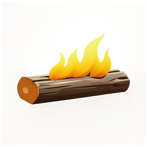 a beautiful burning firewood - icon | sticker