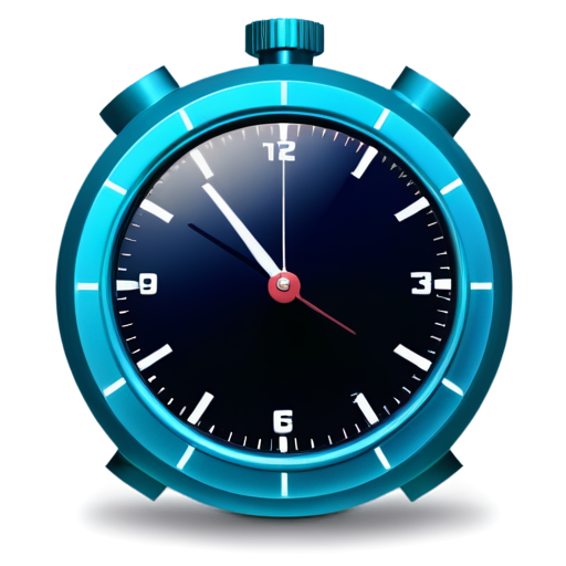 3d Round timer dark turquoise dark blue non white non black 3d tecknick 3d stopwatch very very mach inform tables non analog very small digitall very small millisecond information animations - icon | sticker