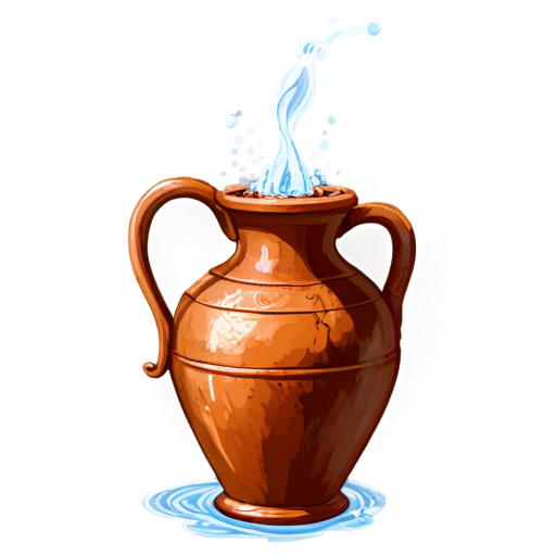 A Slavic amphora with water pouring over the edge - icon | sticker
