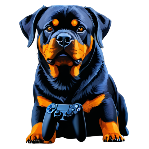 Rottweiler with game pad Sony PlayStation 5 - icon | sticker