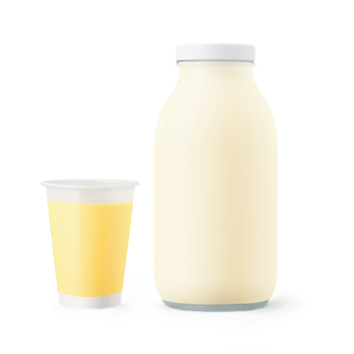 milk products, yogurt package with milk bottle and cheese - icon | sticker