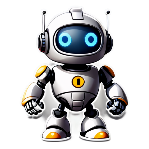 a robot, pixar style logo - icon | sticker