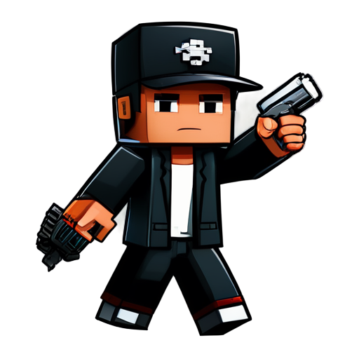 Ghetto gangster in Minecraft style - icon | sticker