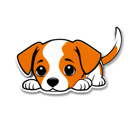 Cartoon,simple orange line-art ,only head,no filled color,white background,simple background,opened eyes,dog,solo,animal focus,animal - icon | sticker