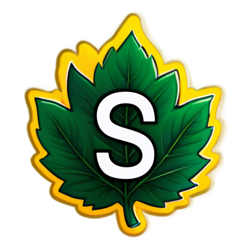 leaf and sunrise with letter S inside - icon | sticker