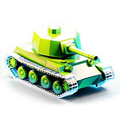 World war 2 axis tank icon low poly, green color - icon | sticker