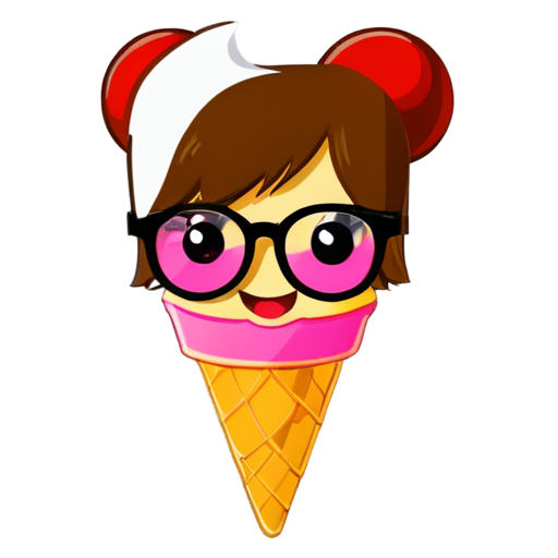 mascot with smiley face friendly Ice cream pink cream logo for streamer avatar with glasses - icon | sticker