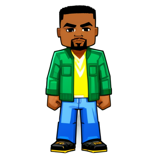 CJ from GTA San Andreas in Minecraft style - icon | sticker