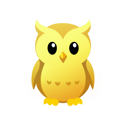 simple, smiling, one-line, owl, 5 colors - icon | sticker