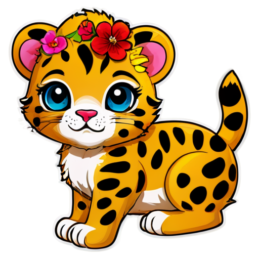 Leopard Flowers Peonies - icon | sticker