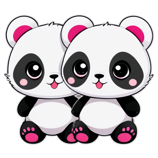 two white and pink girl pandas - icon | sticker