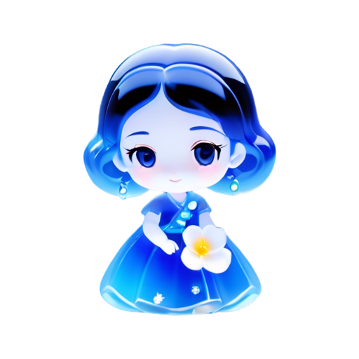 Jasmine in a blue dress ,with a blue flowers - icon | sticker