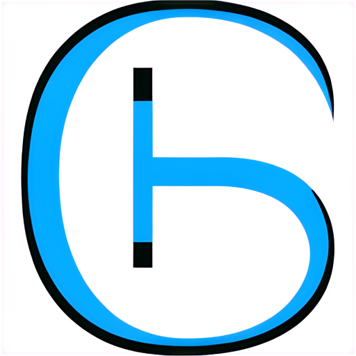 "F" letter, blue and black colored, line art - icon | sticker