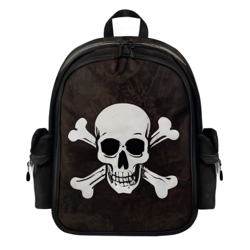 medieval backpack with skull and crossbones overlay - icon | sticker