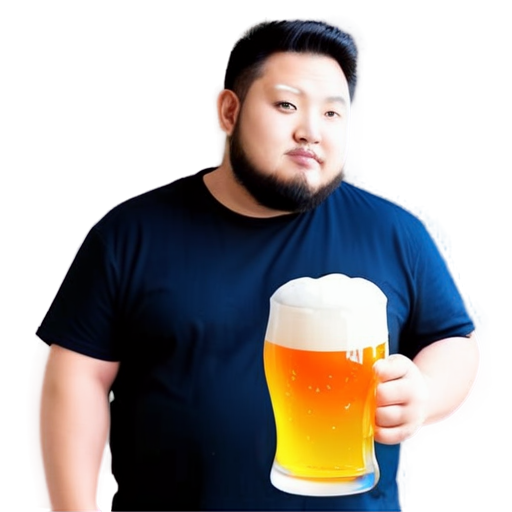 Fat hairy guy drink beer ang fart - icon | sticker