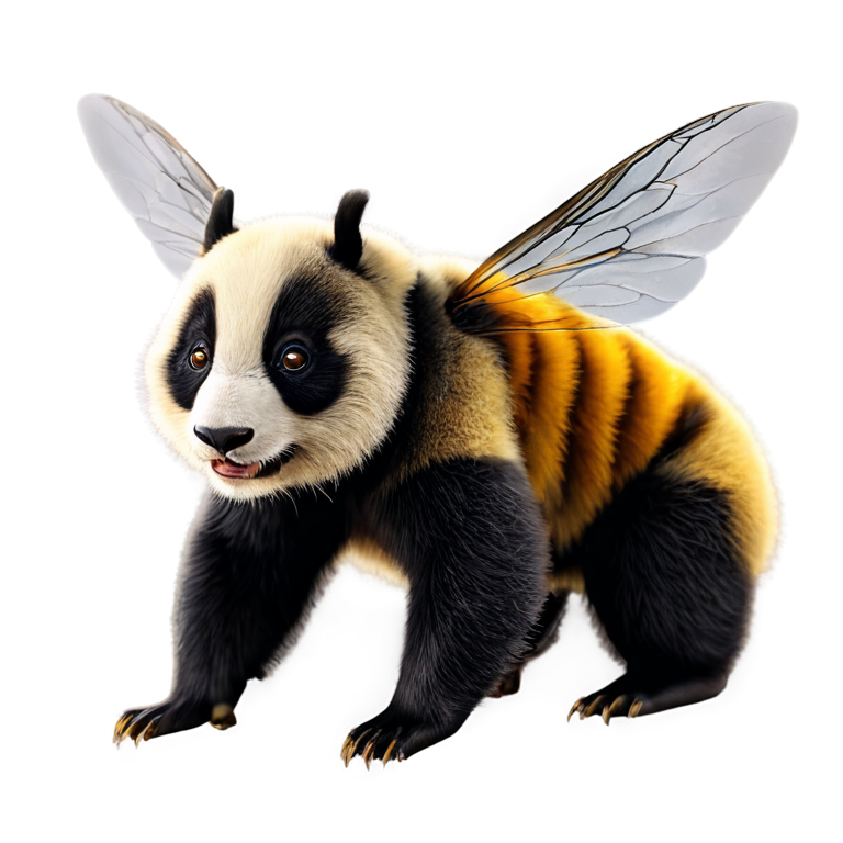 panda bee, hyperrealism, realistic, insect wings, facette eyes - icon | sticker