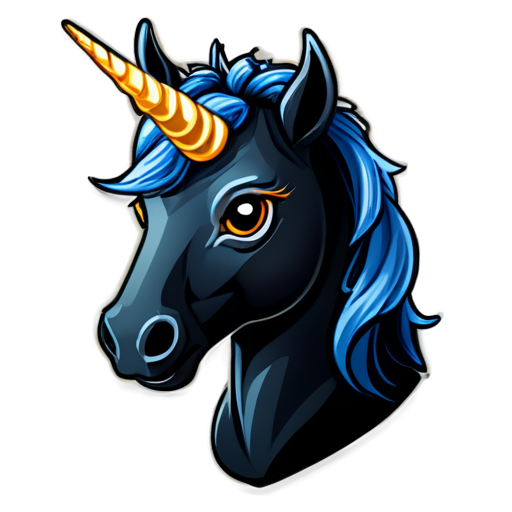 Black unicorn head - icon | sticker