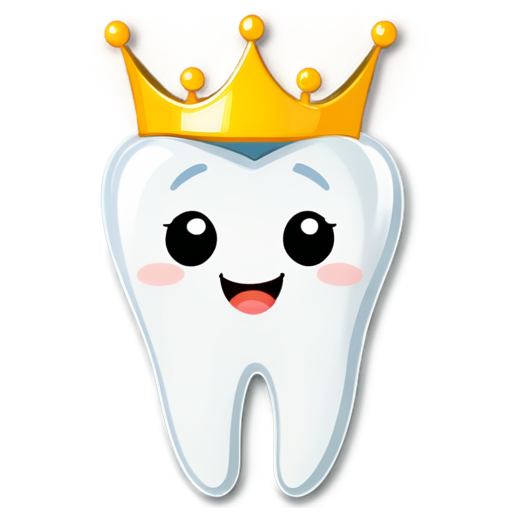 a white tooth with a golden crown - icon | sticker