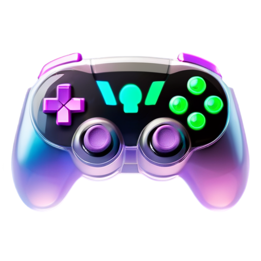 Generate me a purple and green cyberpunk gamepad - icon | sticker