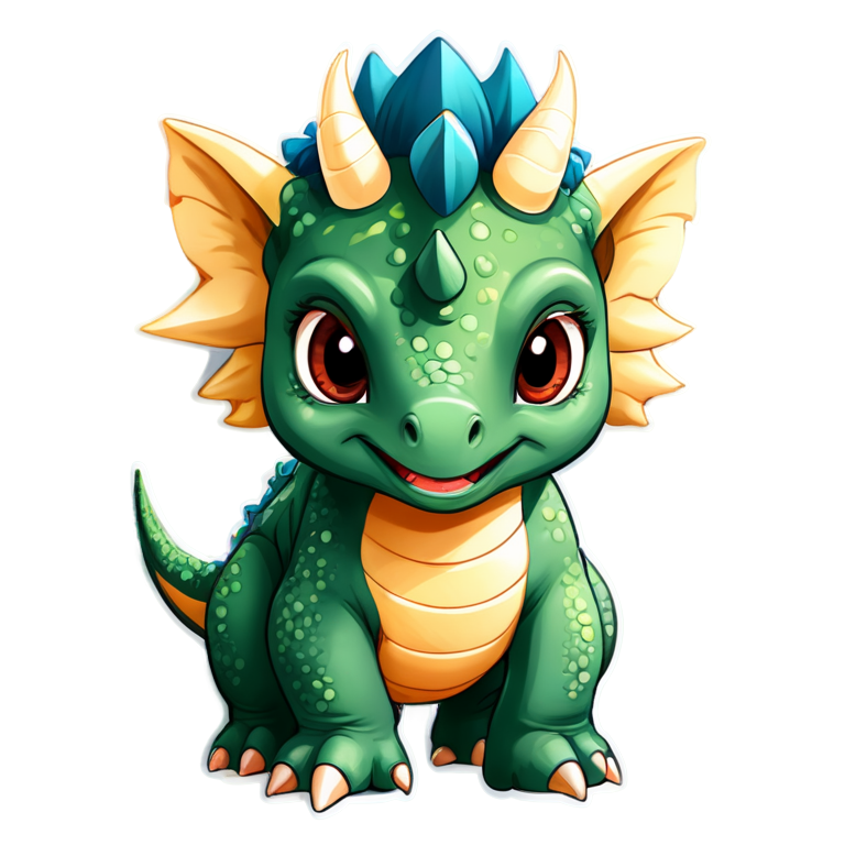 a triceratops, chibi - icon | sticker