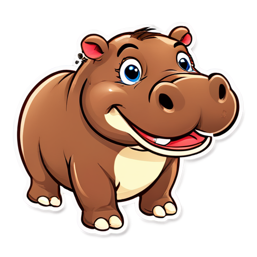 The hippopotamus is smiling - icon | sticker