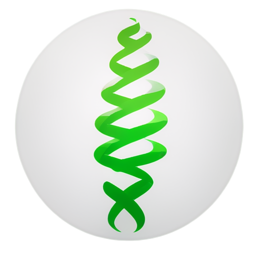 green round icon with a stylized image of DNA inside (white) - icon | sticker