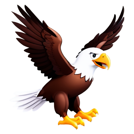 Cute Eagle soaring mascot. adorable 3D eagle expressing joy and excitement. Ideal for children education - icon | sticker