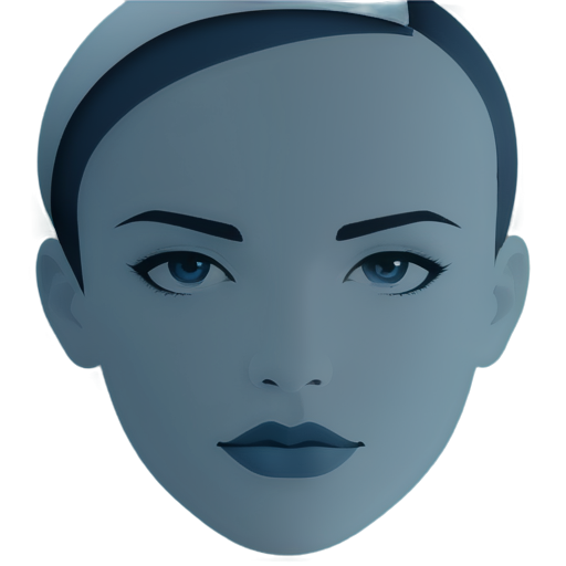 human face, blue and black colored, detailed, detailed draw, female, symetric, matrix style, lines - icon | sticker