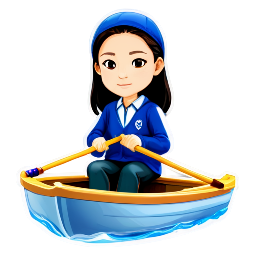 A girl in an academic boat is rowing - icon | sticker
