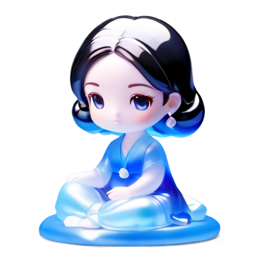 Jasmine in a blue dress siting in a lotos pose - icon | sticker