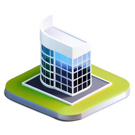 isometric business-center with windows. angle 45 degrees. it should be only with white and grey colors - icon | sticker