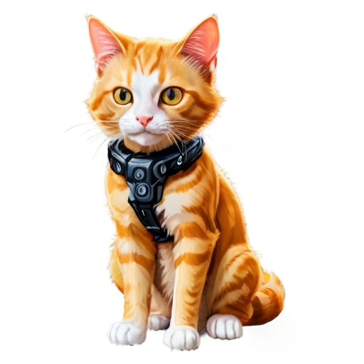 cute ginger cyberpunk cat - icon | sticker