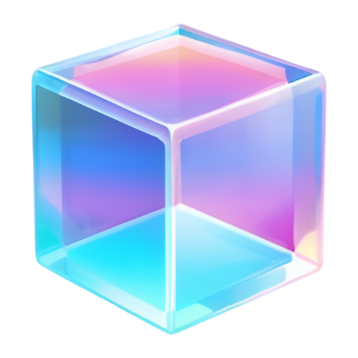 A colorful cube with a transparent texture. One vertex of the cube is in the center of the picture, making the entire graphic look like a regular hexagon. It should be suitable for use as a software logo. - icon | sticker