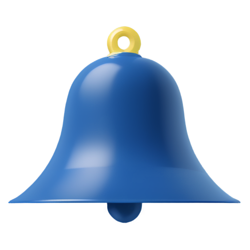 school blue and yellow bell, transparent png style - icon | sticker