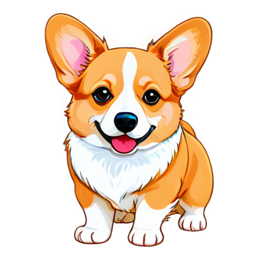 Corgi for a Entertaining chanel on twitch, fun, symmetrical, illustration, vector art, - icon | sticker