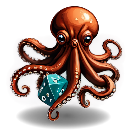 octopus and dice d20 , style vector - icon | sticker