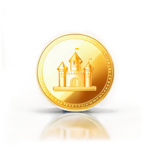 Gold coin, with the castle mark on it, semi-realistic, vector - icon | sticker
