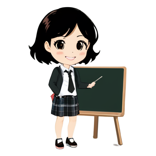 the teacher smiles and wants to draw attention to the blackboard - icon | sticker