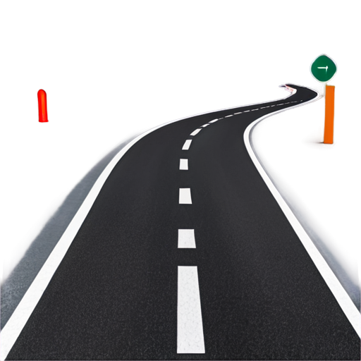 A curved road. Markers on the road and arrows indicate flexibility and the ability to adjust the path. Setting symbol (gear) - icon | sticker