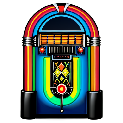 old time western jukebox flat vector style - icon | sticker