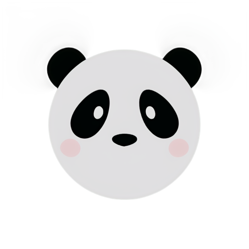 A pandas face, super simplistic, grey and white, modern logo - icon | sticker