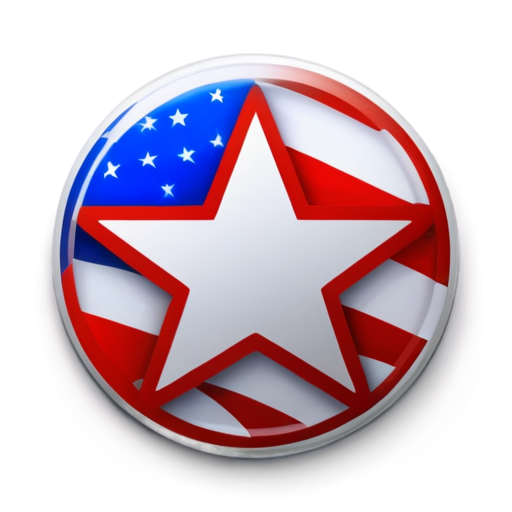 Create a 72 x 72 pixel icon with a transparent background to overlay on a furniture ecommerce website for a 4th of July savings. The icon should feature a patriotic theme with clear and bold red, white, and blue colors. Ensure that the design is simple and readable both on desktop and mobile screens. The icon should include: Shape: A circular or shield-like shape. Design Elements: Include a star or a small burst/firework to represent the festive 4th of July theme. Text: A clear and bold label “SALE” or “4th of July” in a readable font, preferably centered or in a banner/ribbon style within the icon. Color Scheme: Use red (#FF0000), white (#FFFFFF), and blue (#0000FF). The colors should be distinct and well-contrasted. Style: Modern and minimalistic with a focus on clarity and readability. Make sure that the icon remains visually appealing and the text is legible even when scaled down to 72 x 72 pixels. - icon | sticker
