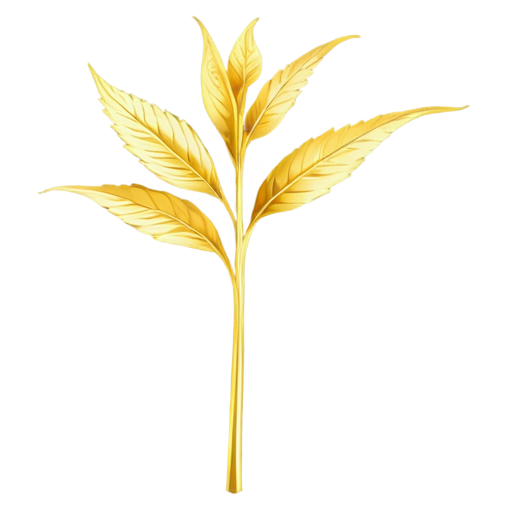 Golden Plant, Herbal Design, Rich Color, Elegant Shape, Mythical Herb, Luxurious Appearance, Simple Lines - icon | sticker