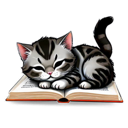 create sleeping cat what will lie on book on this book will be written "You are not logged in" - icon | sticker