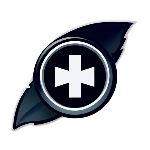 A black-filled icon for HSE (Health, Safety, Environment) control, designed for use as a button icon. The design should include a medical cross, a shield, and a leaf, all in solid black, with additional explanatory elements such as a small wrench for control or maintenance, and a cogwheel for operational aspects. The icon should have a clear and bold style, suitable for a small button. The background should be transparent to fit into any interface. - icon | sticker