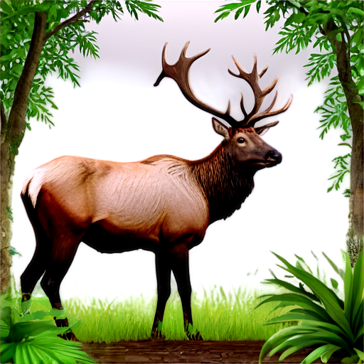 Elk in the jungle - icon | sticker