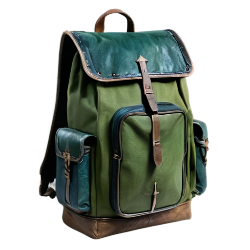 medieval backpack with green arrow coming out of it - icon | sticker