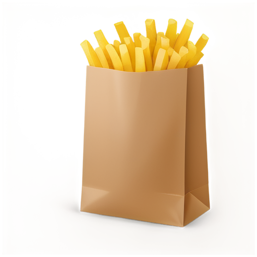 French fries on a brown paper bag - icon | sticker